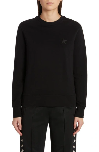 Shop Golden Goose Star Collection Athena Logo Cotton Sweatshirt In Black