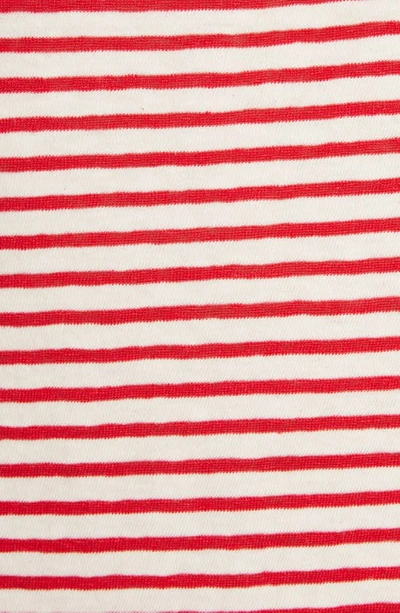 Shop Golden Goose Embroidered Star Stripe Cotton & Linen T-shirt In Ecru/ Tango Red