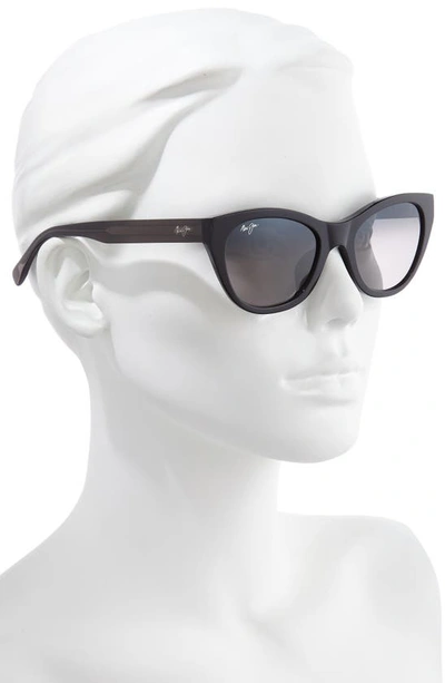 Shop Maui Jim Capri 51mm Polarizedplus2® Cat Eye Sunglasses In Black/ Transparent Grey