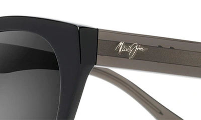 Shop Maui Jim Capri 51mm Polarizedplus2® Cat Eye Sunglasses In Black/ Transparent Grey