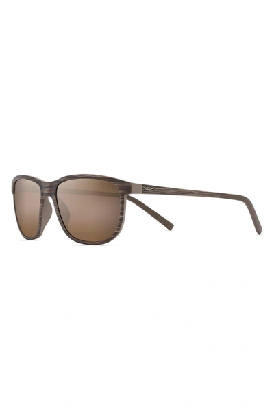 Shop Maui Jim Lele Kawa 58mm Polarized Square Sunglasses In Brown Stripe/ Hcl Bronze