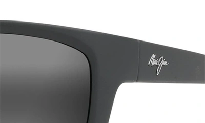 Maui Jim Kanaio Coast 61mm Polarizedplus2® Rectangular Sunglasses In Matte Black/white/blue