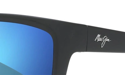 Maui Jim Kanaio Coast 61mm Polarizedplus2® Rectangular Sunglasses In Matte/ Blue/black Stripe