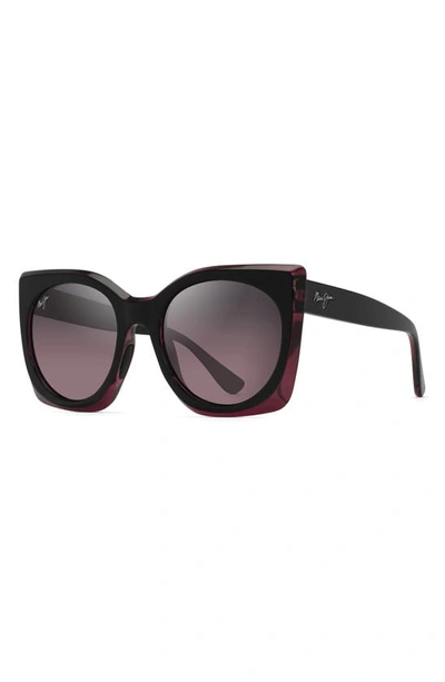 Shop Maui Jim Pakalana 53mm Polarized Plus2® Cat Eye Sunglasses In Black Cherry/ Raspberry