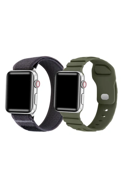 Shop The Posh Tech Assorted 2-pack Venture Nylon & Ridge Silicone Apple Watch® Watchbands In Green Multi