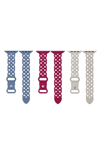 Shop The Posh Tech Assorted 3-pack Lace Silicone Apple Watch® Watchbands In Blue Multi