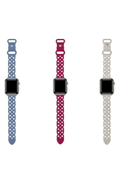 Shop The Posh Tech Assorted 3-pack Lace Silicone Apple Watch® Watchbands In Blue Multi