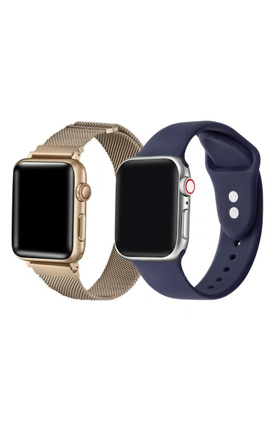 Shop The Posh Tech Assorted 2-pack Infinity Stainless Steel & Silicone Apple Watch® Watchbands In Blue Multi