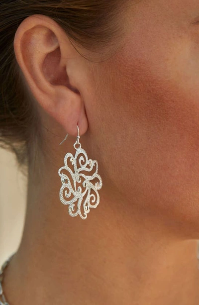 Shop Savvy Cie Jewels 18k Yellow Gold Plated Italian Filigree Lace Drop Earrings In White