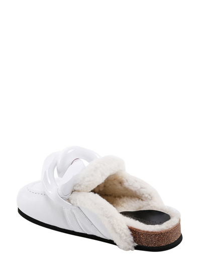 Jw Anderson J.w. Anderson Leather Chain Mules With Shearling Lining In White
