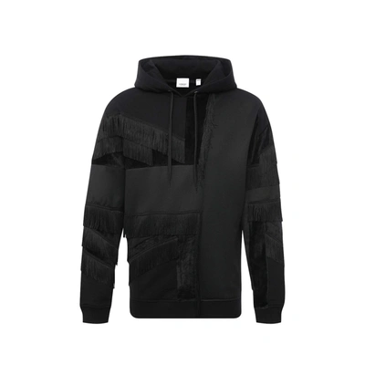 Shop Burberry Cotton Logo Hooded Sweatshirt In Black