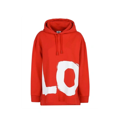 Shop Burberry Aurore Love Hooded Sweatshirt In Red