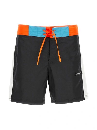 Shop Off-white 'arrow Block Sunset' Swimming Trunks In Multicolor