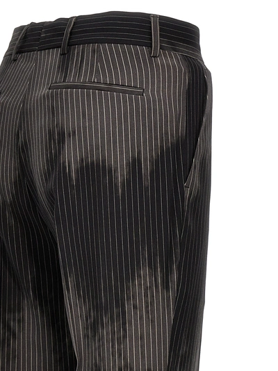 Shop Amiri Sun Faded Pinstripe Flare Pants Black