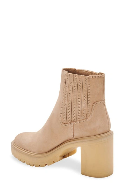 Dolce Vita Caster H2o Waterproof Lug Sole Platform Bootie In Dune Suede H2o