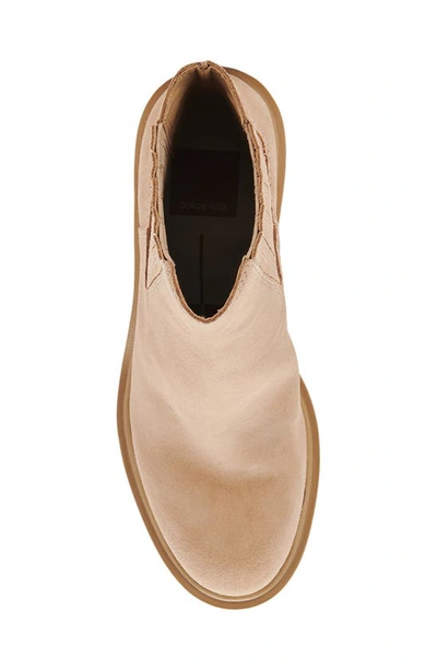 Dolce Vita Caster H2o Waterproof Lug Sole Platform Bootie In Dune Suede H2o