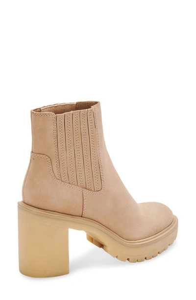 Dolce Vita Caster H2o Waterproof Lug Sole Platform Bootie In Dune Suede H2o
