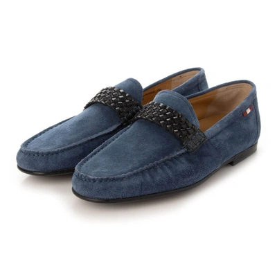 Bally Crusader Men's 6231442 Blue Suede Loafers In Multi