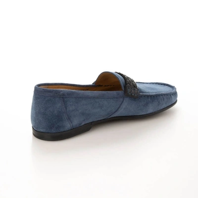 Bally Crusader Men's 6231442 Blue Suede Loafers In Multi