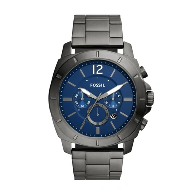 Shop Fossil Outlet Men's Privateer Chronograph, Smoke Stainless Steel Watch In Silver