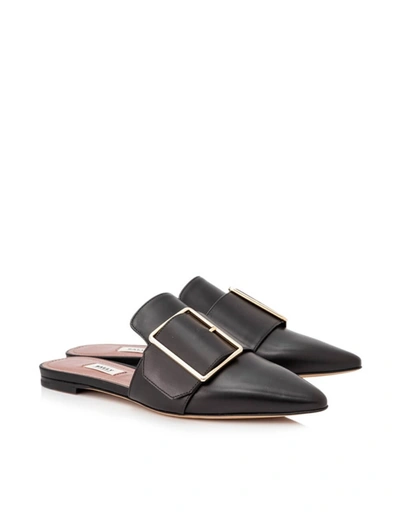 Bally Hamelin Women's 6221172 Black Leather Buckled Mules In Multi