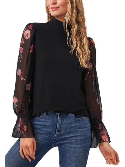 Shop Cece Womens Scuba Mockneck Pullover Top In Black