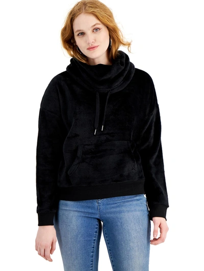 Shop Hippie Rose Juniors Womens Microfiber Cowl Turtleneck Sweater In Black