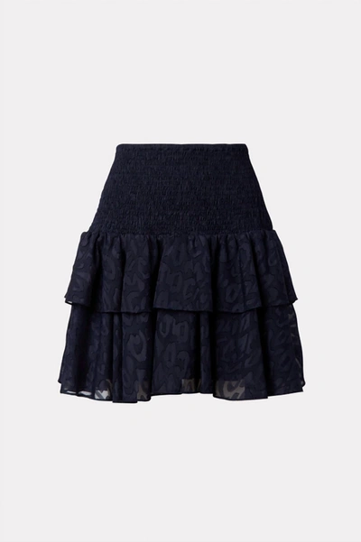 Shop Milly Wyatt Leopard Jacquard Skirt In Navy In Blue