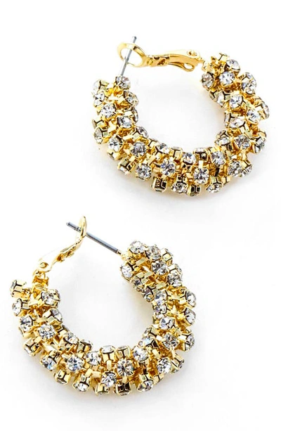 Panacea Crystal Encrusted Hoop Earrings In Gold