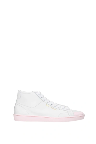 Shop Saint Laurent Sneakers Leather White Soft Pink