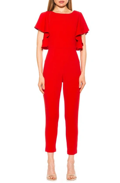 Shop Alexia Admor Priya Flutter Sleeve Jumpsuit In Red