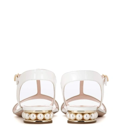 Shop Nicholas Kirkwood Casati Embellished Patent Leather Sandals In White Pateet + Cream