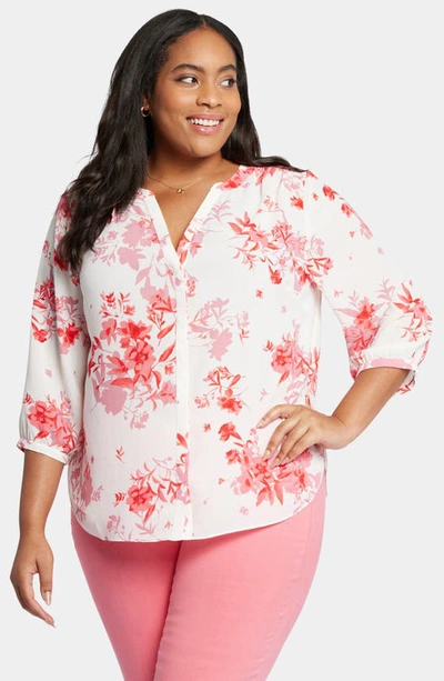 Shop Nydj Semisheer Pintuck Blouse In Bellarose