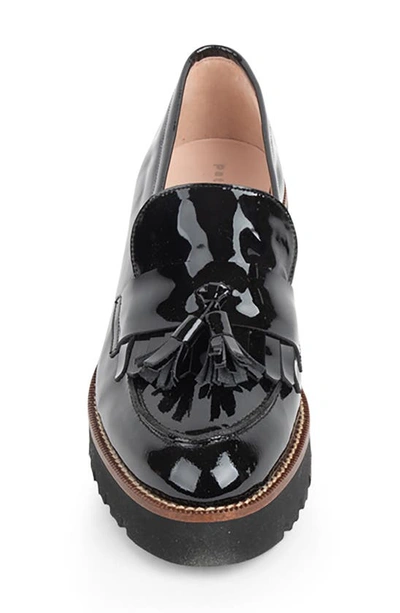 Patricia Green Beckham Tassel Lug Loafer In Black Patent