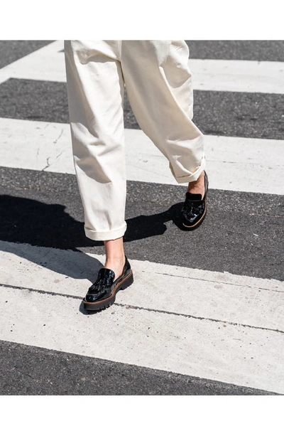 Patricia Green Beckham Tassel Lug Loafer In Black Patent