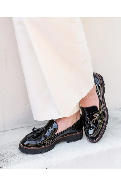 Patricia Green Beckham Tassel Lug Loafer In Black Patent