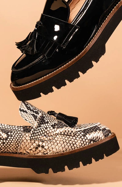 Patricia Green Beckham Tassel Lug Loafer In Black Patent