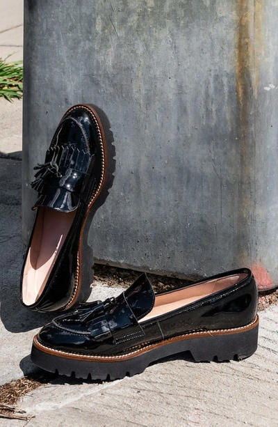 Patricia Green Beckham Tassel Lug Loafer In Black Patent