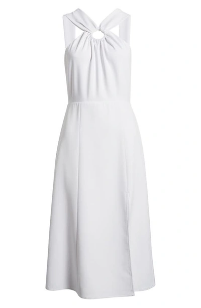 Shop French Connection Ring Detail Crepe A-line Cocktail Dress In Linen White