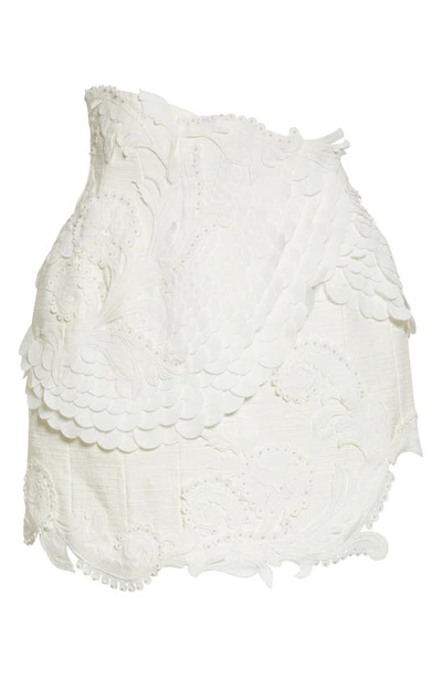 Shop Zimmermann Tama Filigree Lace Detail Cotton & Linen Skirt In Ivory