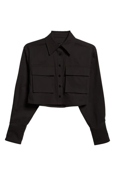 Shop Proenza Schouler Crop Poplin Button-up Shirt In Black