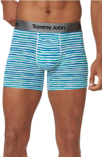Shop Tommy John Second Skin 4-inch Boxer Briefs In Blue Coral Painterly Stripe