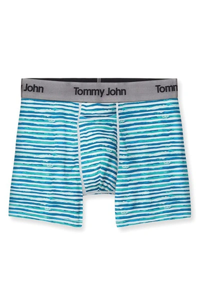 Shop Tommy John Second Skin 4-inch Boxer Briefs In Blue Coral Painterly Stripe