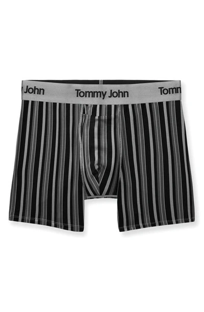 Shop Tommy John Second Skin 4-inch Boxer Briefs In Black Multi Pinstripe