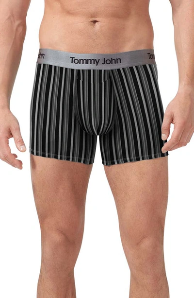 Shop Tommy John Second Skin 4-inch Boxer Briefs In Black Multi Pinstripe
