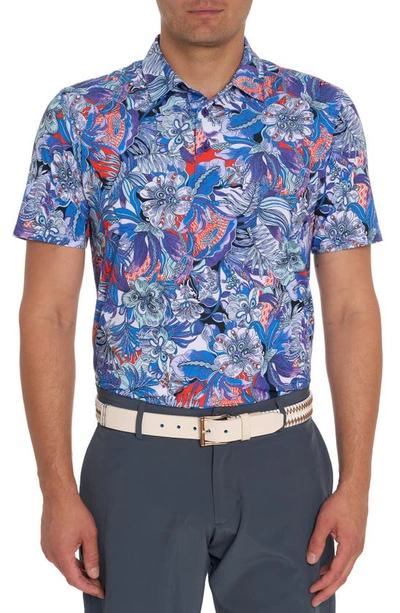 Shop Robert Graham Roxberry Floral Performance Polo In Purple
