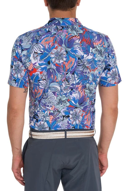 Shop Robert Graham Roxberry Floral Performance Polo In Purple