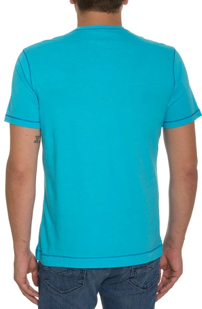 Shop Robert Graham Eastwood V-neck Cotton Blend T-shirt In Aqua