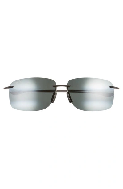 Maui Jim Hema 62mm Polarized Rectangular Sunglasses In Matte Grey