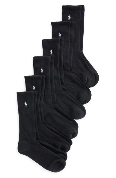 Shop Polo Ralph Lauren Assorted 6-pack Crew Socks In Black